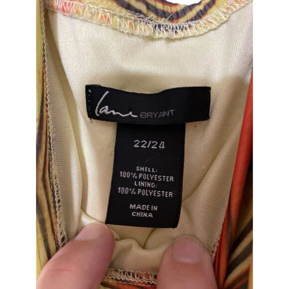 Lane Bryant Maxi Dress 22W Yellow Striped Aztec Spaghetti Straps Empire Waist - Picture 3 of 4